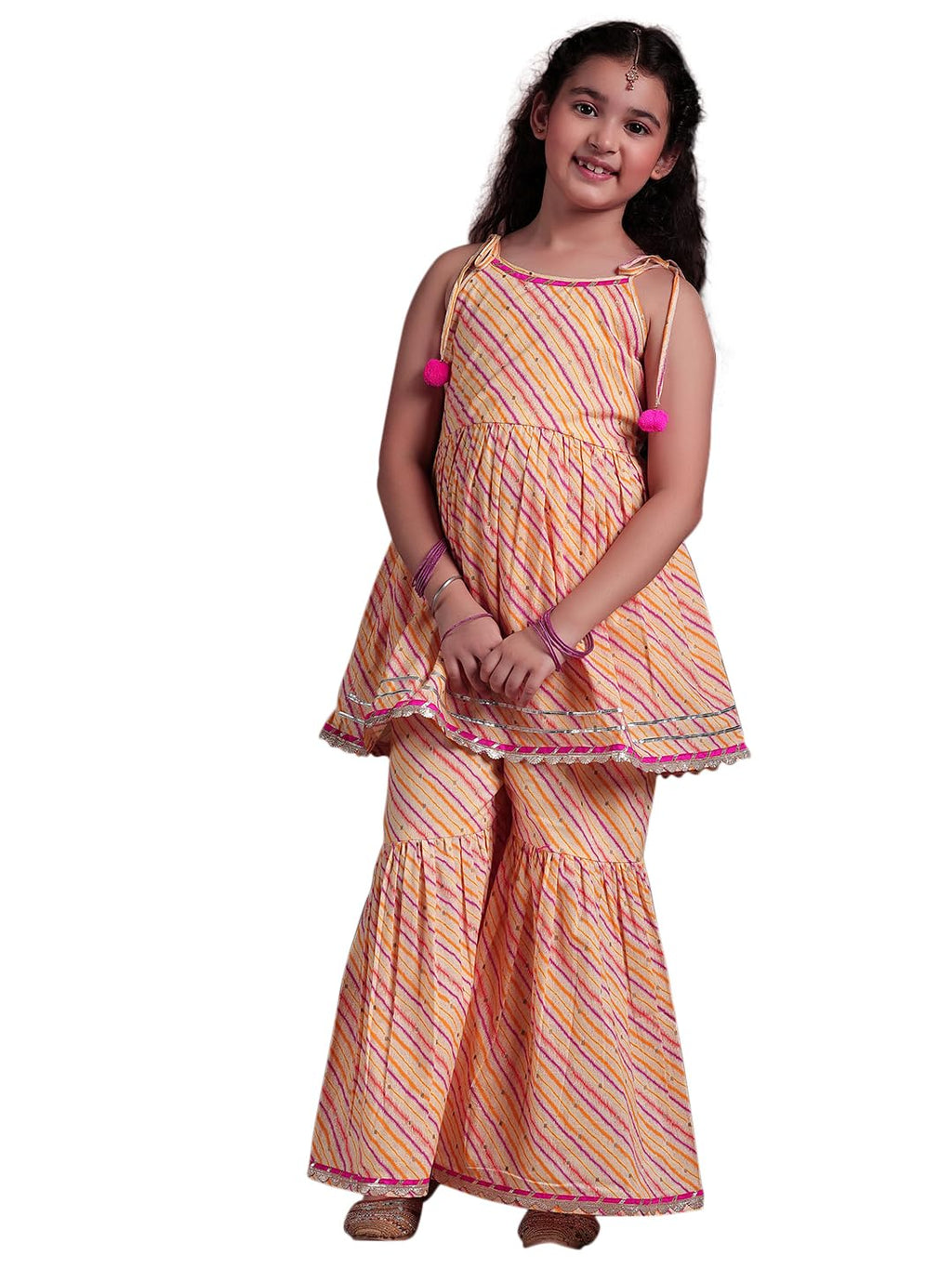 Libas Girl'S Cotton Kurta Set (90067K_Yellow