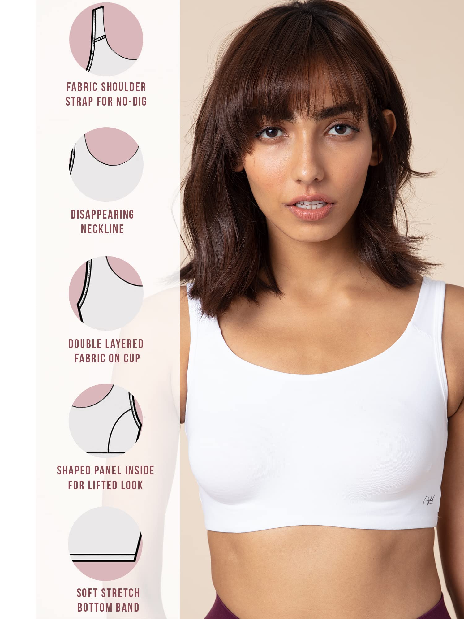 NYKD Soft Cup Easy Peasy Slip On Everyday Bra for Women, Wireless, Full Coverage, Support Shaper, Non Padded Sports Bra- NYB113,