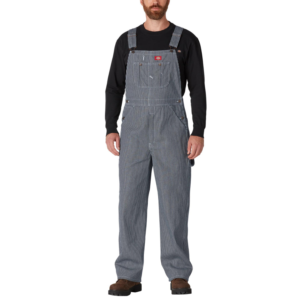 Dickies mens Hickory Striped Bib overalls and coveralls workwear apparel, Hickory Stripe, 40W x 30L US