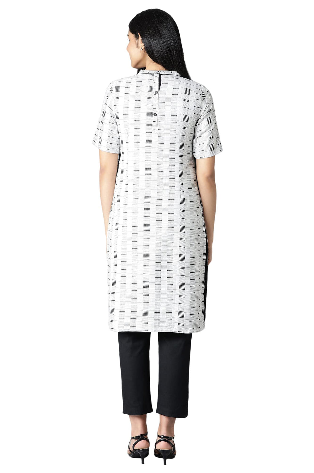 Aurelia WomenS Grey Geometric Printed Printed Cotton Regular Kurta