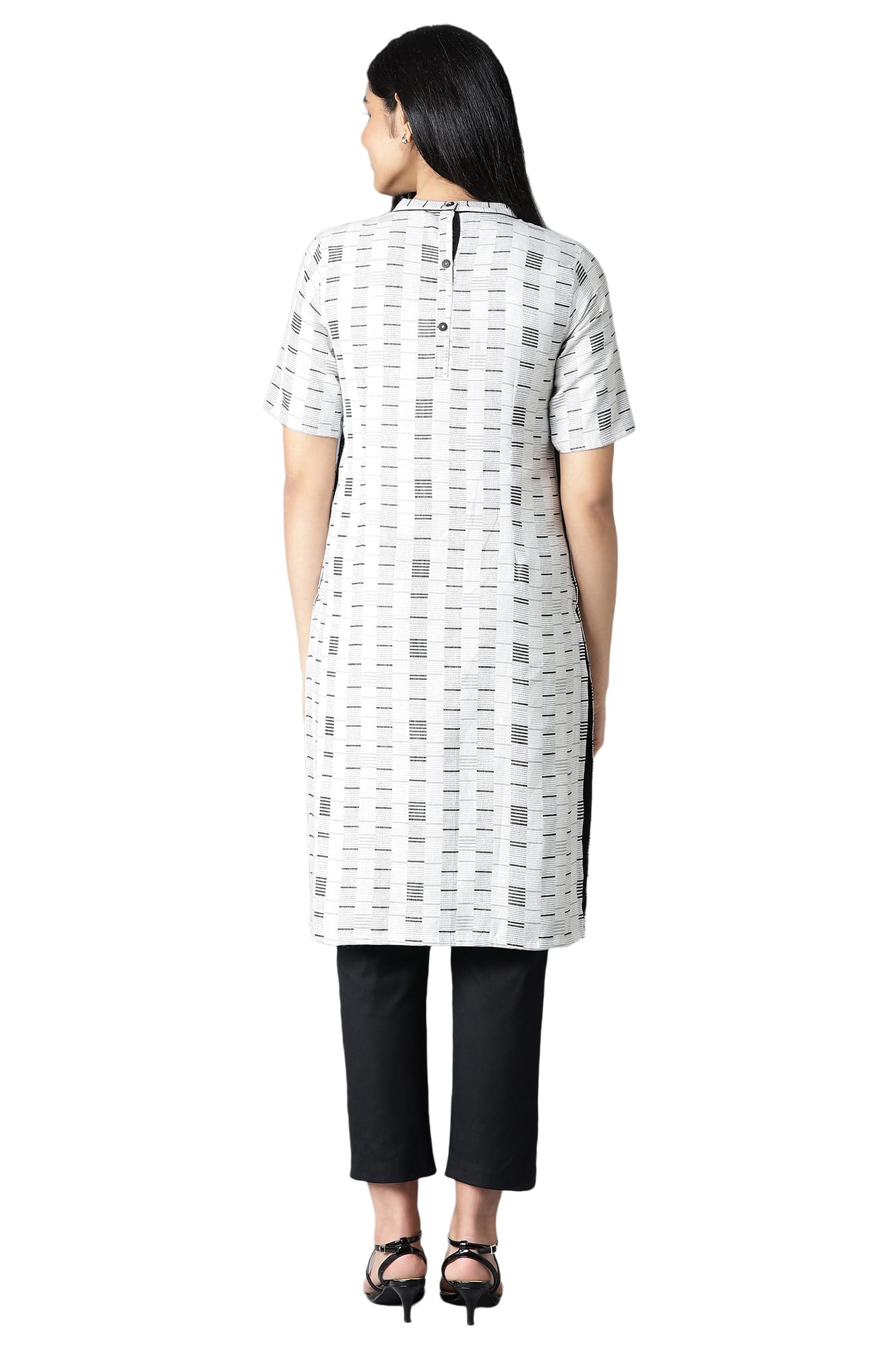Aurelia WomenS Grey Geometric Printed Printed Cotton Regular Kurta