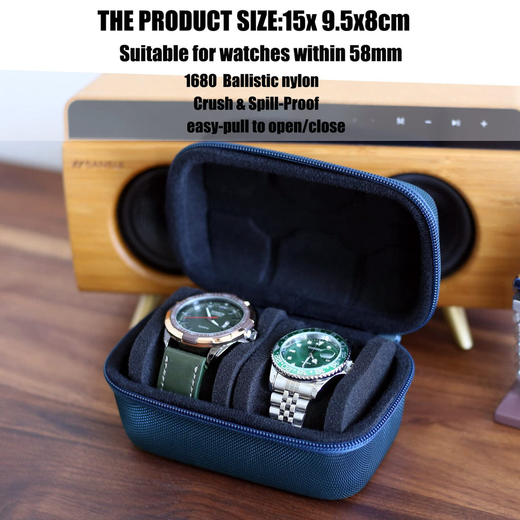 Besforu watch box organizer for men or Women 2 watch travel case Portable Storage watch display holder for Wristwatches and Smar