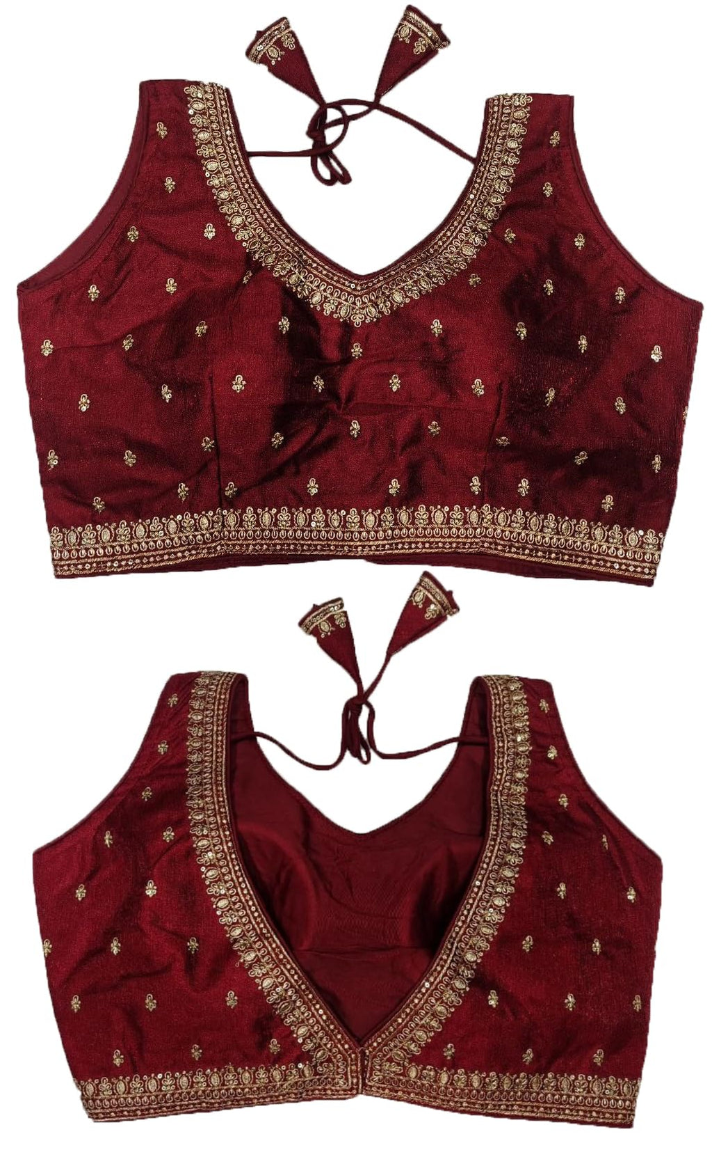 Pujia Mills WomenS Indian Ethnic Wear Designer Golden Zari Embroidery With Sequence Work V Neck Sleeveless Readymade Worked Sar