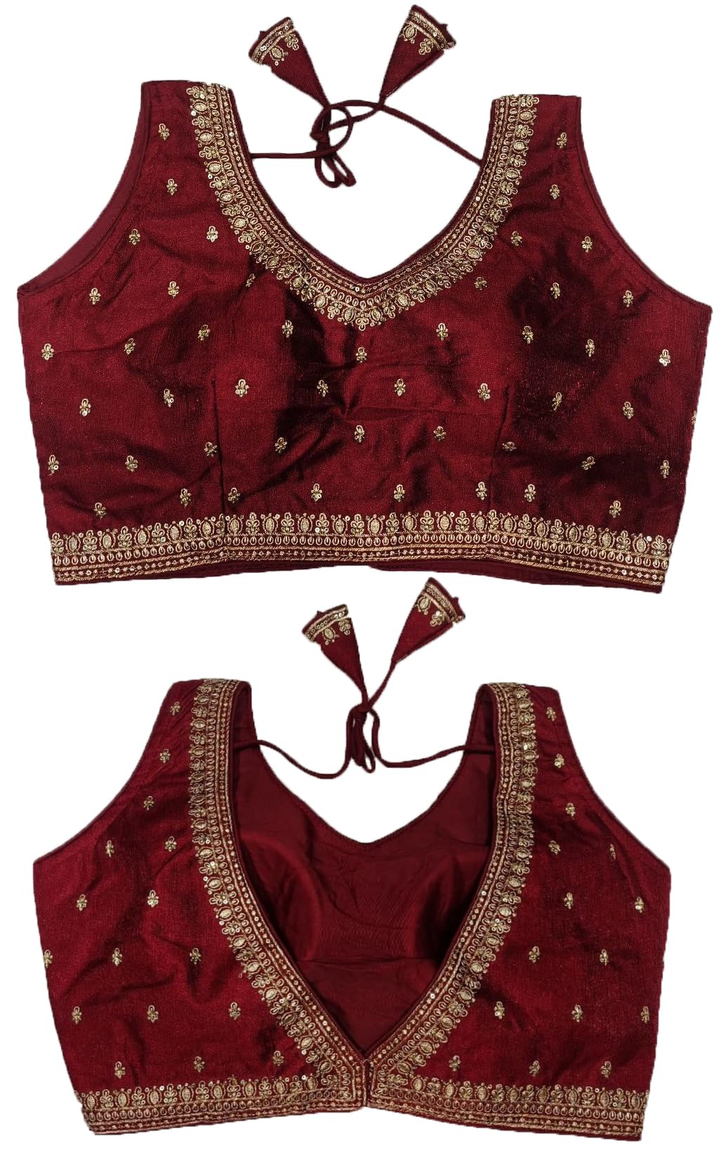 Pujia Mills WomenS Indian Ethnic Wear Designer Golden Zari Embroidery With Sequence Work V Neck Sleeveless Readymade Worked Sar
