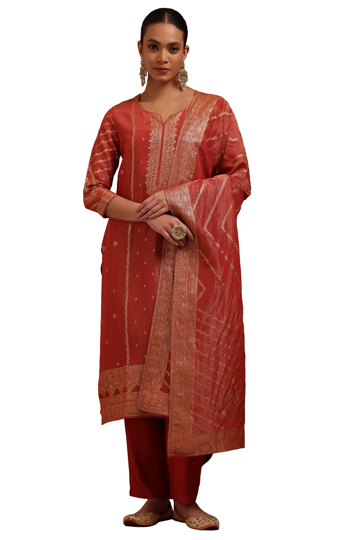 Soch Women Tissue Woven Designs Suit Set with Cutdana