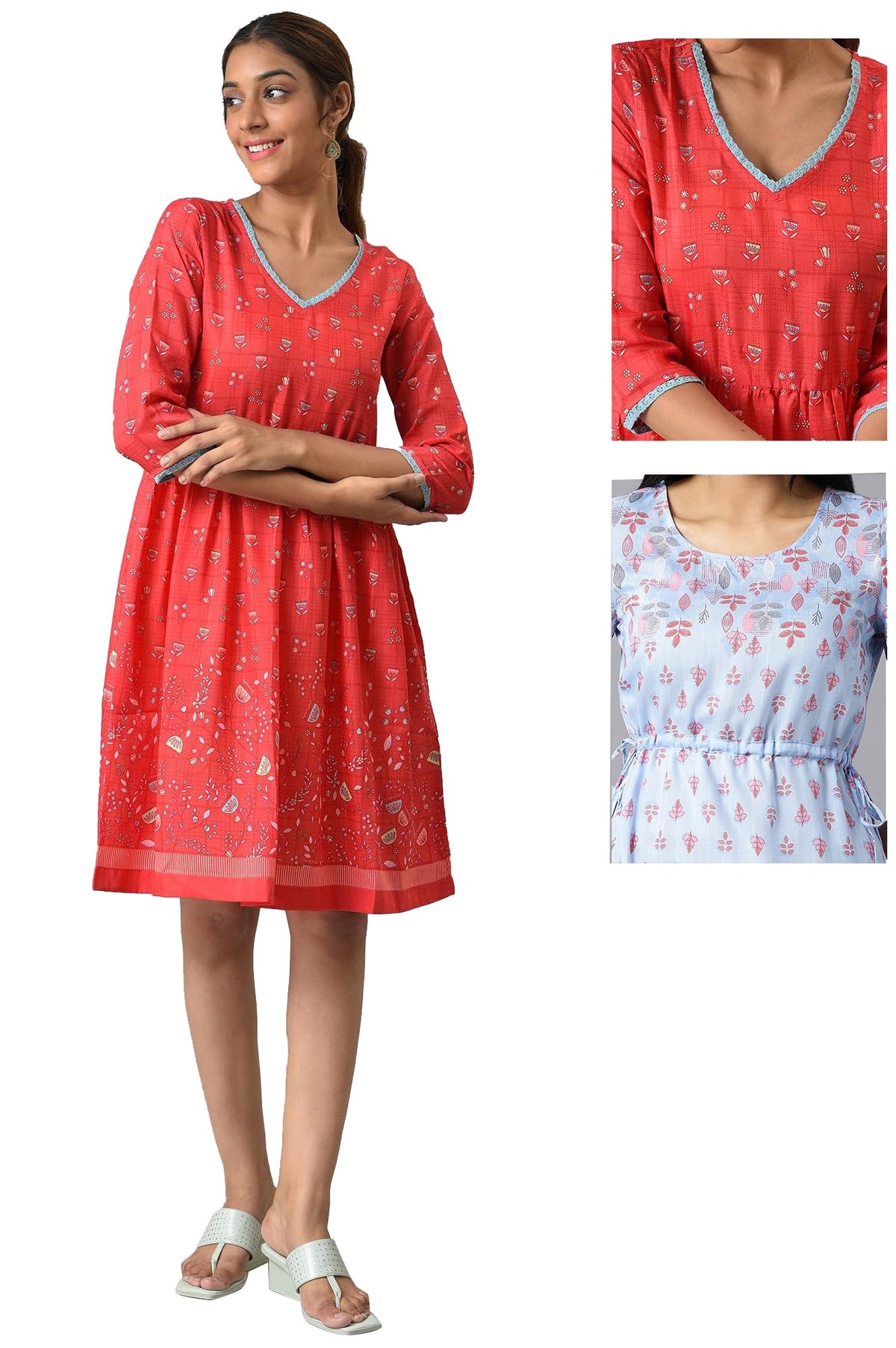 Aurelia Womens Dress Combo (Pack of 2) (Size: XS)-24VCT2A-10024 Red