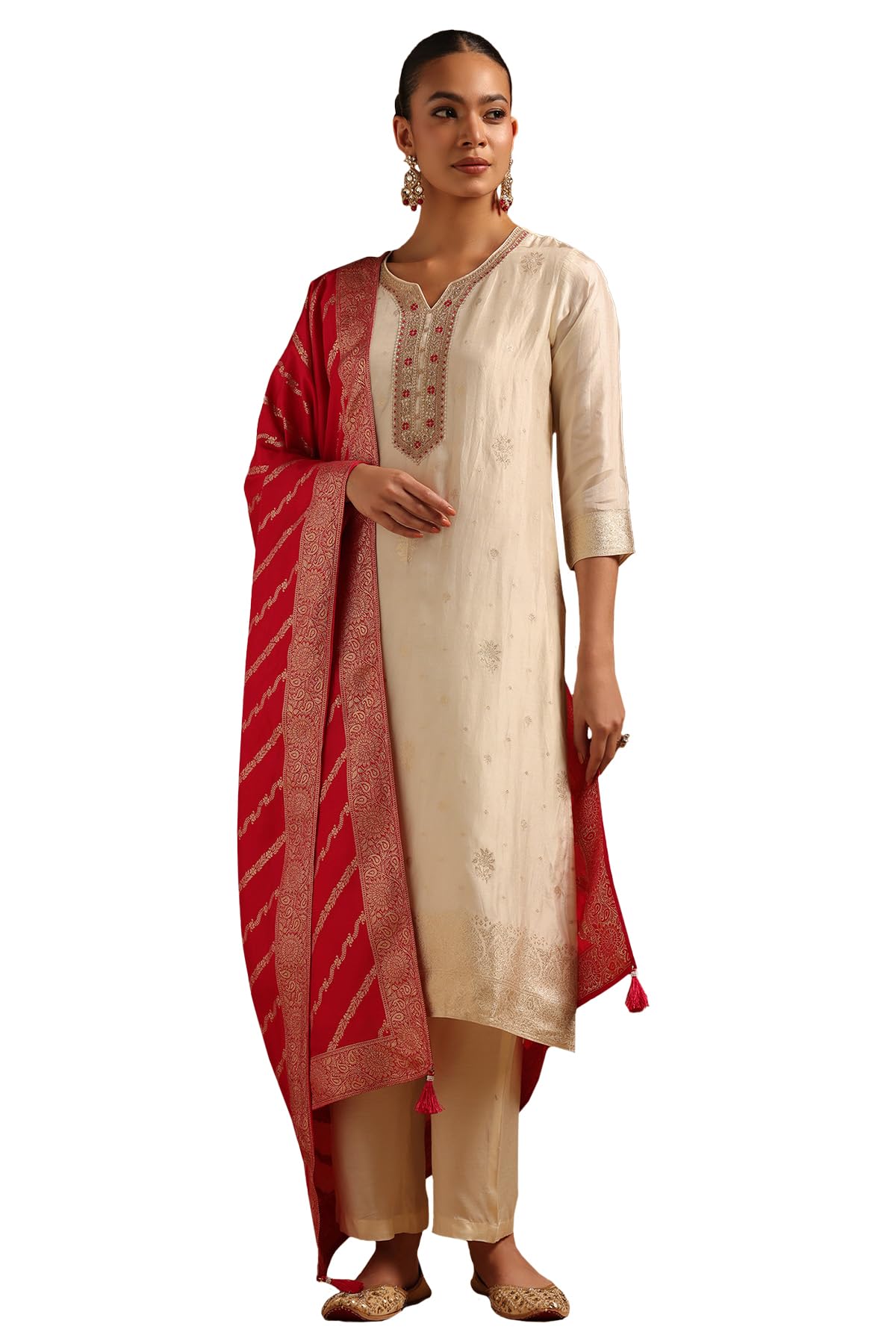 Soch Women Russian Silk Woven Design Suit Set with Sequins