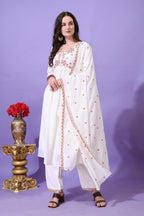 Pratham Blue WomenS Silk Embroidered Anarkali Kurta Palazzos With Dupatta |Kurta Sets For Women |Women Kurta | Women Embroidere