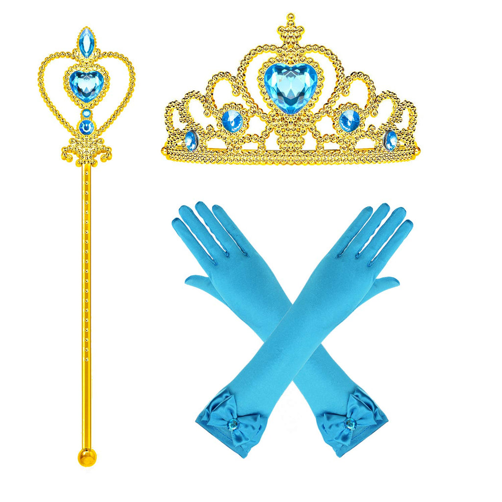 Cmiko Princess Jasmine Costume Dress Up Clothes Fancy Sequined Arabian Outfit Attire with Tiara Wand Gloves Accessories Set for