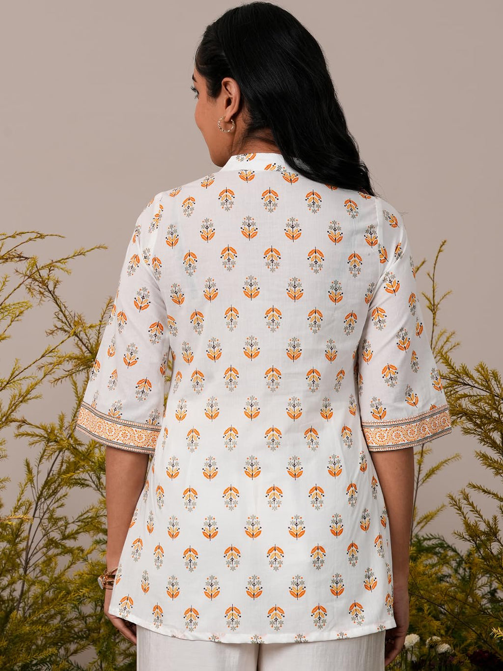 Libas WomenS Pure Cotton Printed Straight Kurtis (26866_White