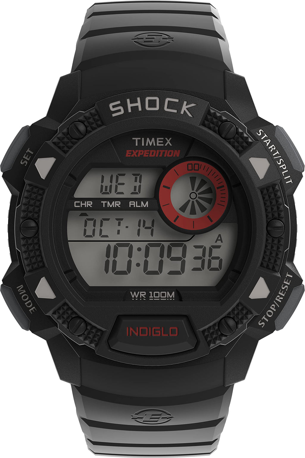 Timex Men's T49977 Expedition Base Shock Black/Red Resin Watch