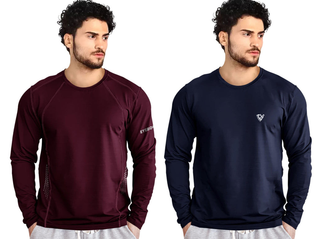 Noble Monk MenS Regular Fit T Shirt (Combo Pack Of 2) |Full Sleeves |Round Neck |Casual Tshirt For Men
