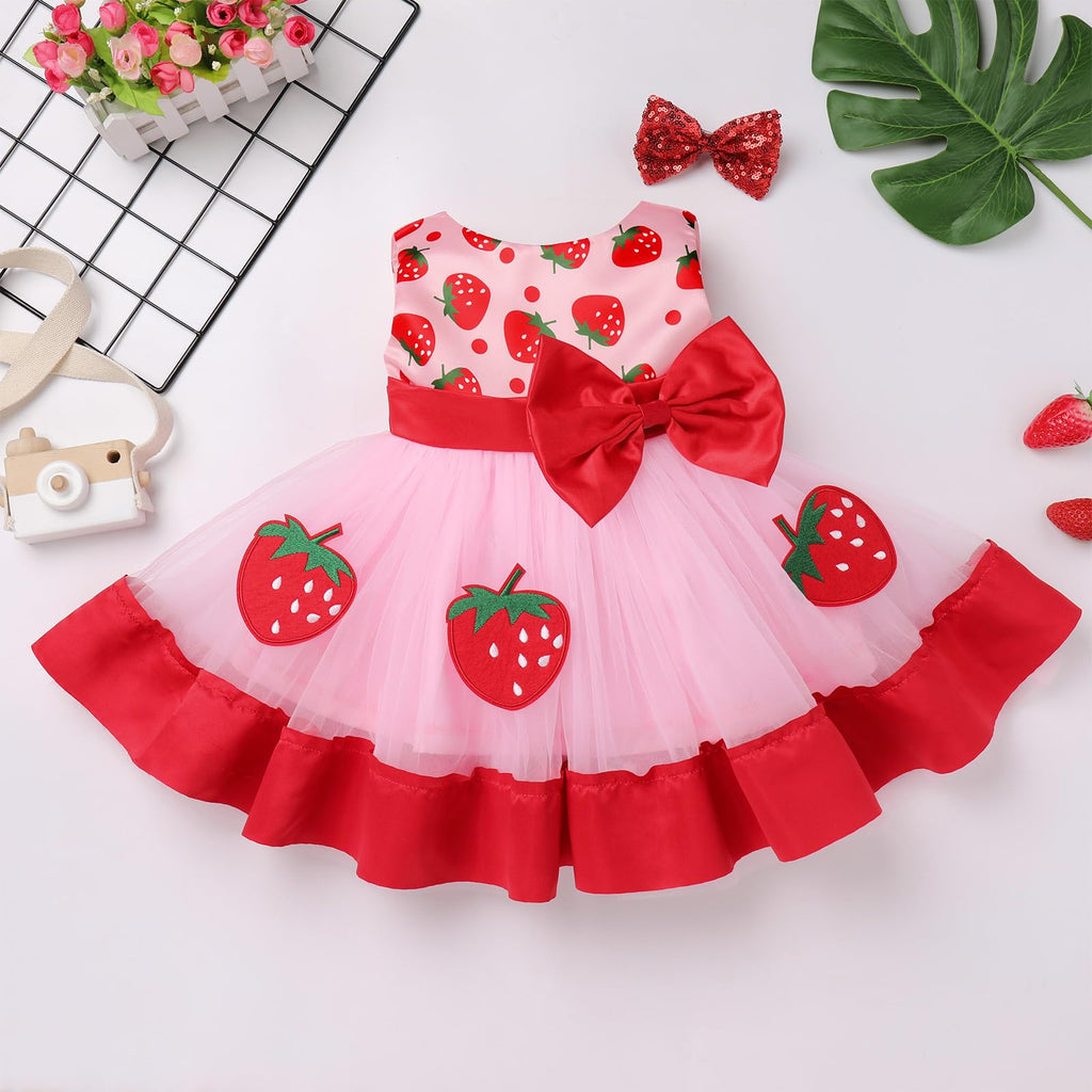 Infant Baby Girl First Birthday Dress Cake Smash Outfits Toddler Strawberry Tulle Tutu Halloween Christmas Cosplay Outfits Easte