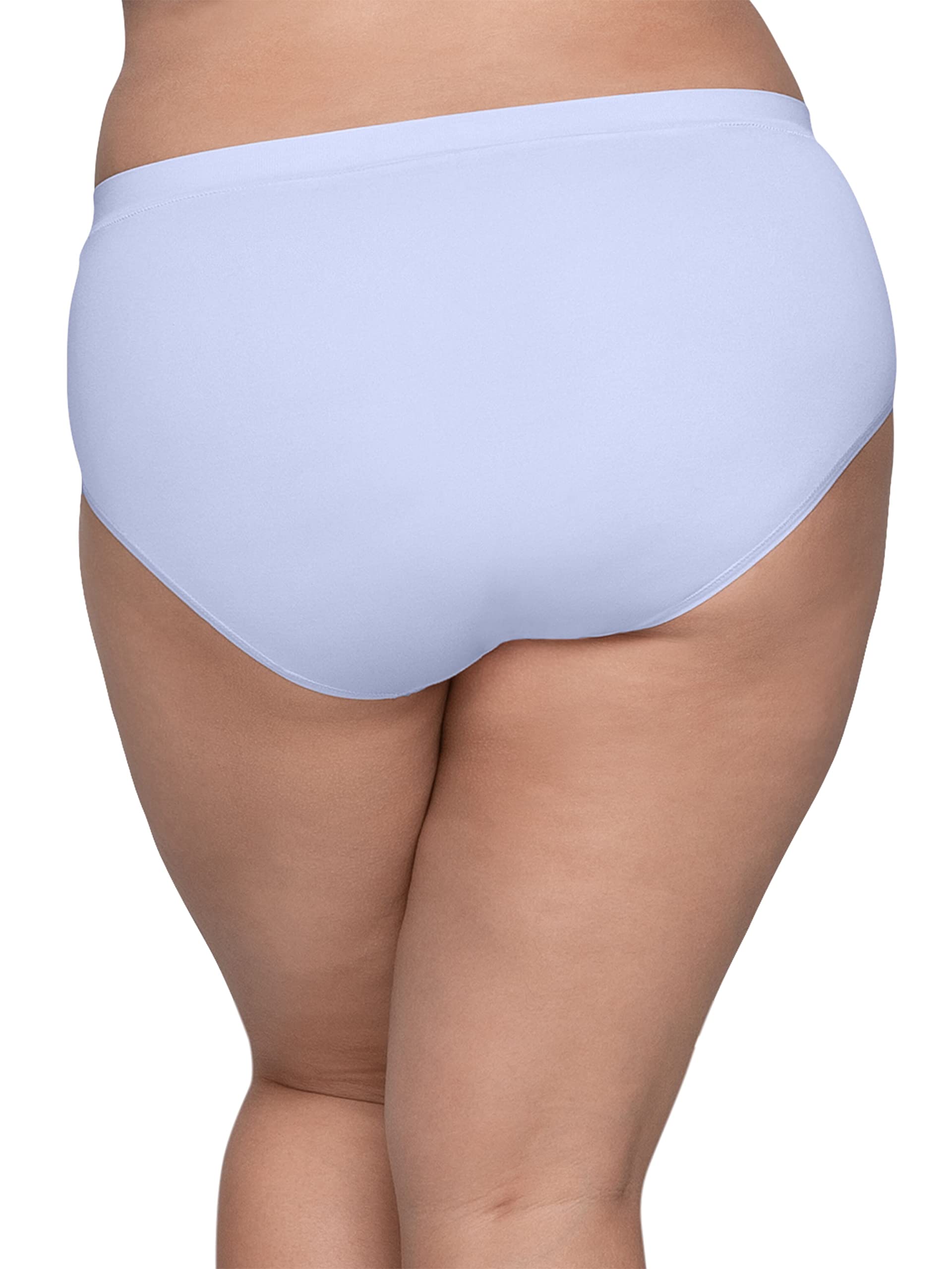 Fruit of the Loom Women's Fit for Me Seamless Panty, Assorted, Plus Size Brief-5 Pack-Black/White/Blue, 9 Plus