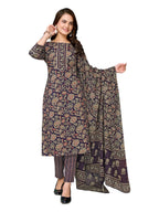Rangita Navy Blue Cotton Printed Straight Kurta With Pant And Dupatta | Kurta Set For Women_3Xl