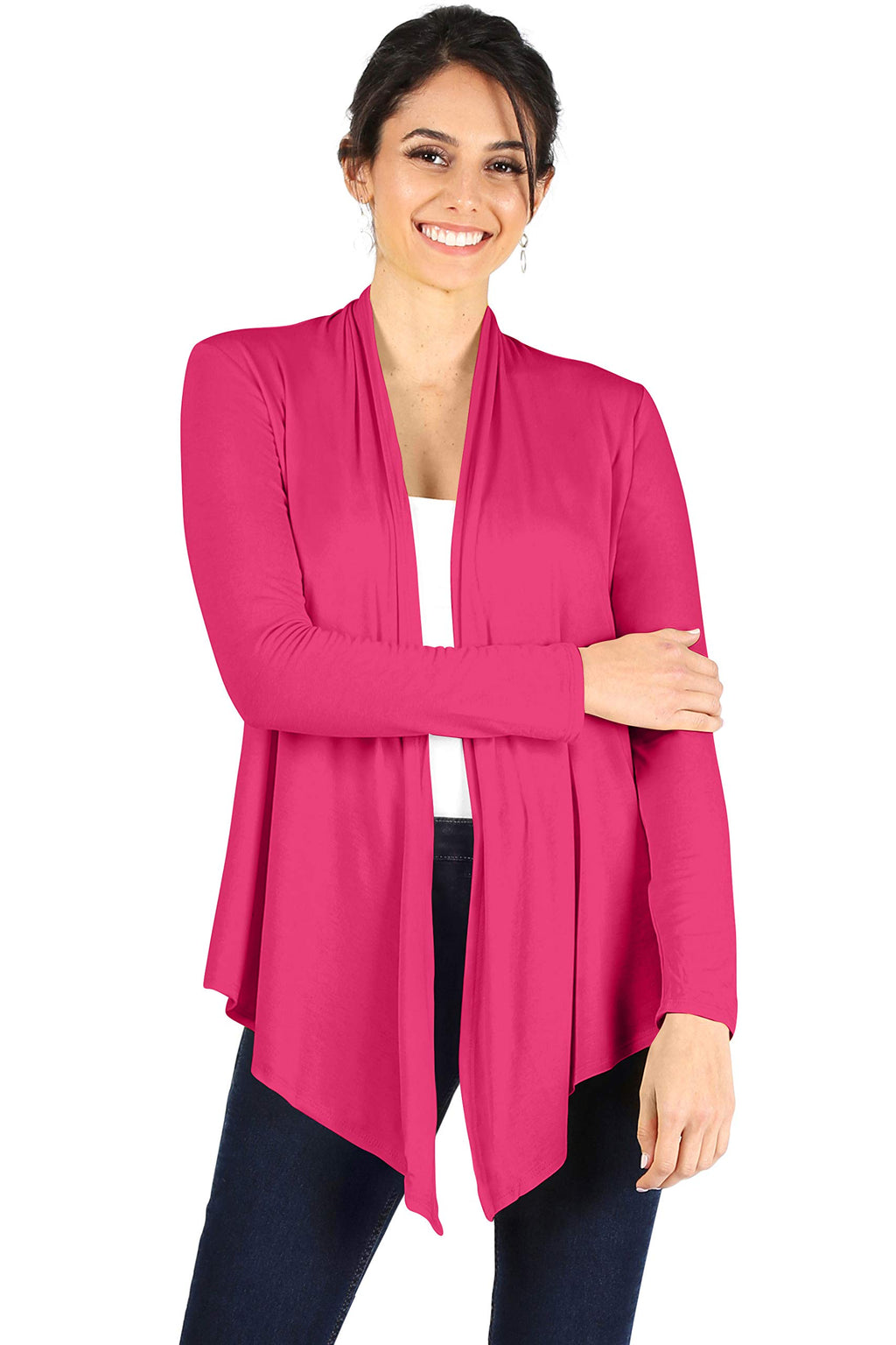 Simlu Fuchsia Cardigans for Women, Fuchsia Cardigan Plus Size and Reg, Fuchsia Lightweight Sweater Cardigan, 3X-Large