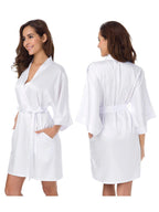 SIORO Women's Satin Robe Lace Silk Kimono Robes Short for Bridesmaid Wedding Party Nightgown, Small~X-Large