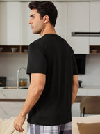 Shasmi Mens Black Rich Solid Round Neck Half Sleeve Plain Regular Fit Cotton T-Shirt l Comfortable and Versatile Fashion Tee, T