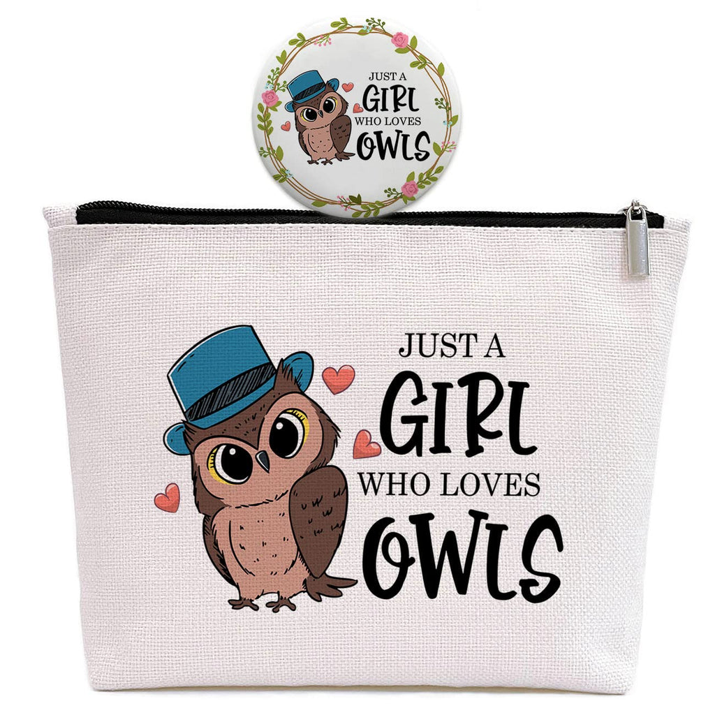 GevGuxLuo Owl Gifts for Owl Lovers, Owl Makeup Bag for Women with Mirror, Owl Birthday Gifts for Daughter Sister Bestie, Cute Ow