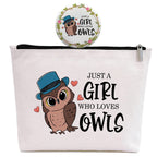 GevGuxLuo Owl Gifts for Owl Lovers, Owl Makeup Bag for Women with Mirror, Owl Birthday Gifts for Daughter Sister Bestie, Cute Ow