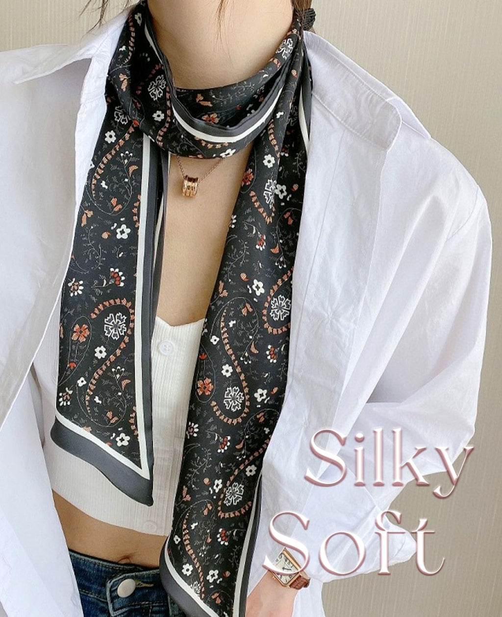 Clysoru Silk Neck Scarf Printed Scarves Head Women'S Fashion Oblique Angle Satin Scarfs For Bag Hair 59    X 5.9    (Navy blue y