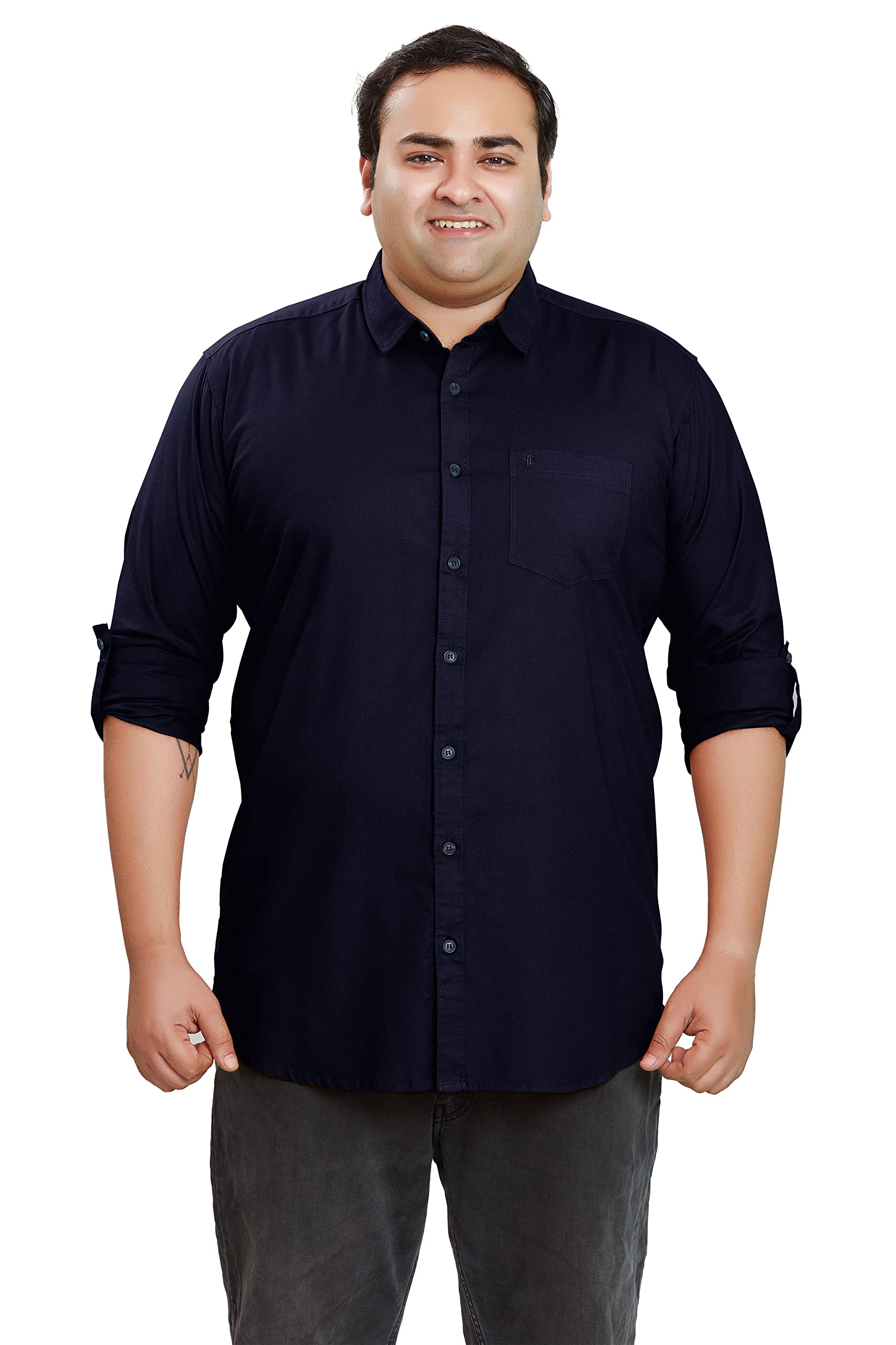 BE ACTIVE Mens Casual 100% Cotton Solid Plus Size Shirt || Plus Size Shirts for Men || Casual Plus Size Shirt || Casual Wear Sh