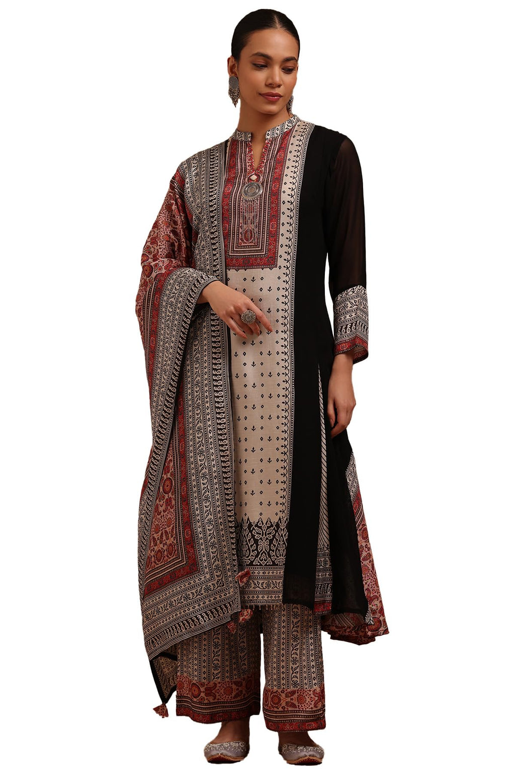 Soch Women Georgette Ethnic Motifs Suit Set with with Beads and Stones