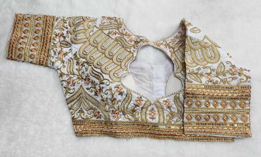 Pujia Mills Womens Readymade Heavy codding Embroidered Blouse