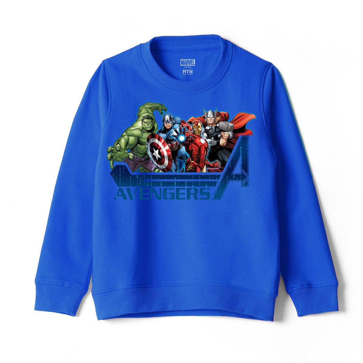 Wear Your Mind Avengers Character Print Royal Blue Round Neck Boys Sweatshirt DMARKSW606.10_1516Y 15-16