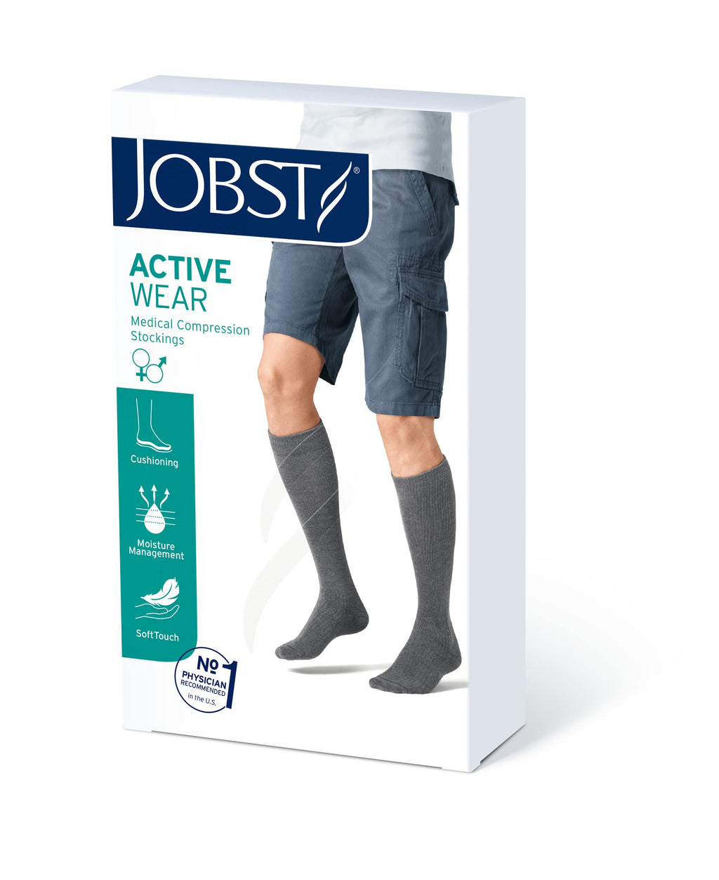 JOBST 110485 Activewear Compression Sock, 15-20mmHg, Knee High, Large, Black