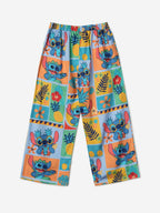 The Souled Store Lilo & Stitch: Pineapple Girls Buttoned Multicolour All Over Printed Straight Fit Cotton Pants (2-8 Yrs)