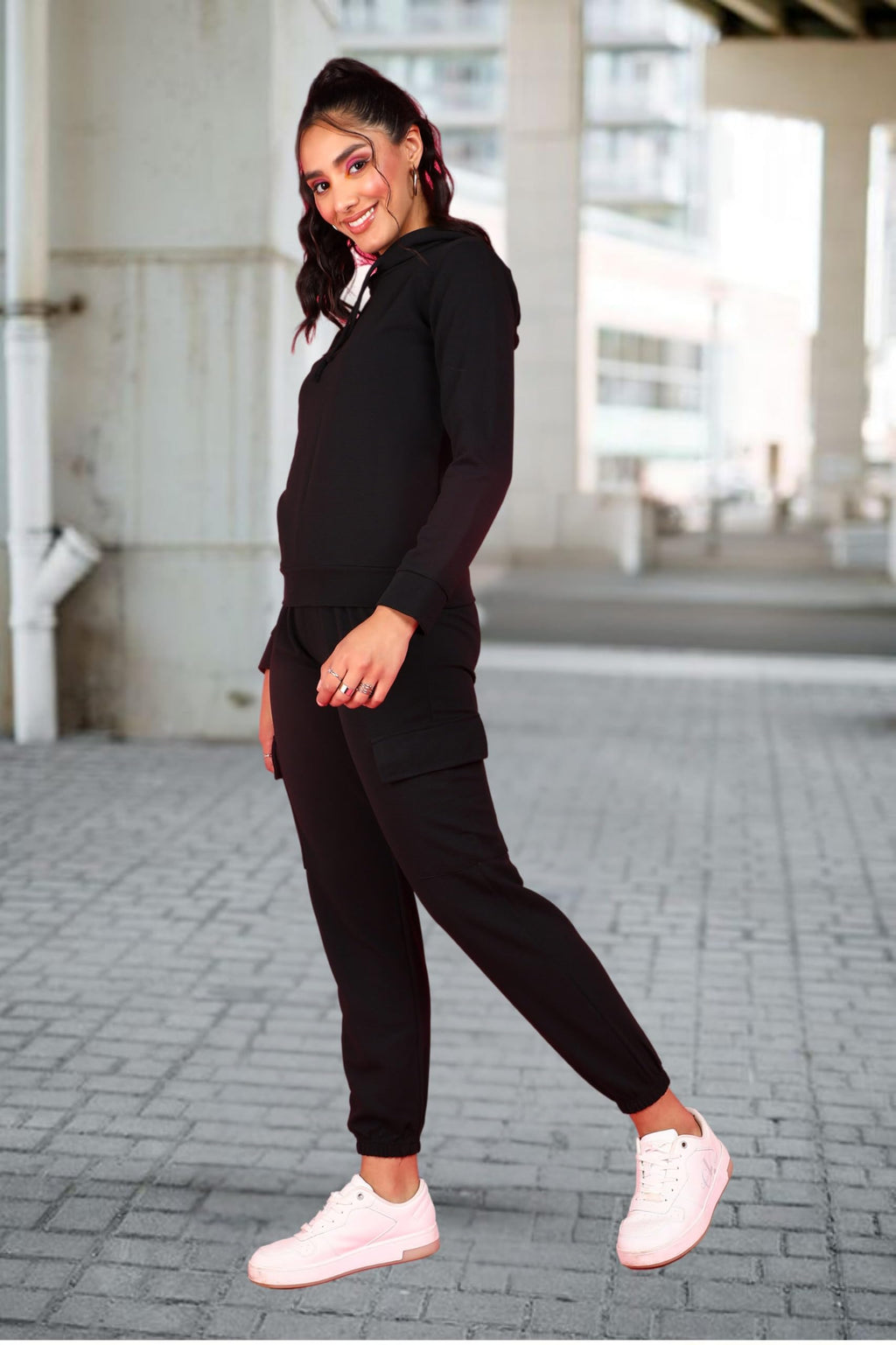 POPWINGS Casual Self Design Solid Sweatshirt and Joggers Co-Ords Set for Women | Trendy Stylish Top and Bottom Set for Women | W