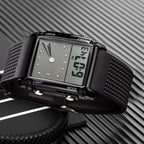 FANMIS Men's Rectangle Dial Sports Wrist Watches with 7 Colors Optional LED Backlight Multifunctional Alarm Stopwatch 12/24H Rub