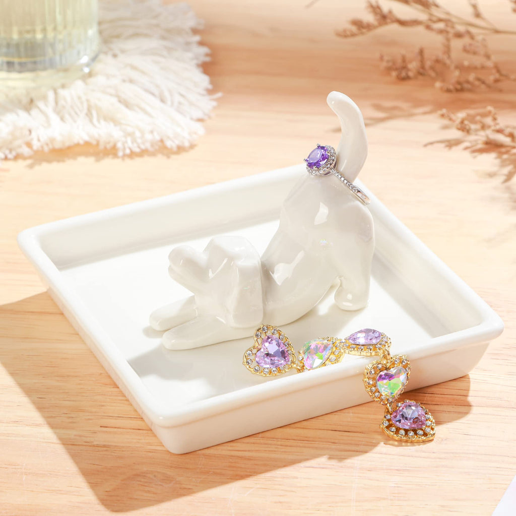 PUDDING CABIN Dog Mom Gifts for Women, Dog Ring Holder Dish Jewelry Holder, Dog Lover Gift for Women Friends Female Mom Grandma
