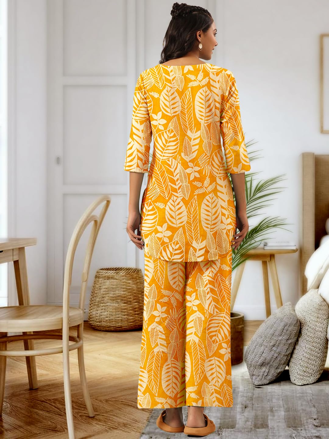 Tee Projekt Co Ord Set for Women Stylish | Kurta Set for Women Yellow