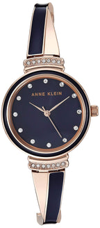 Anne Klein Women's AK/3292NVST Premium Crystal Accented Rose Gold-Tone and Navy Blue Watch and Bangle Set