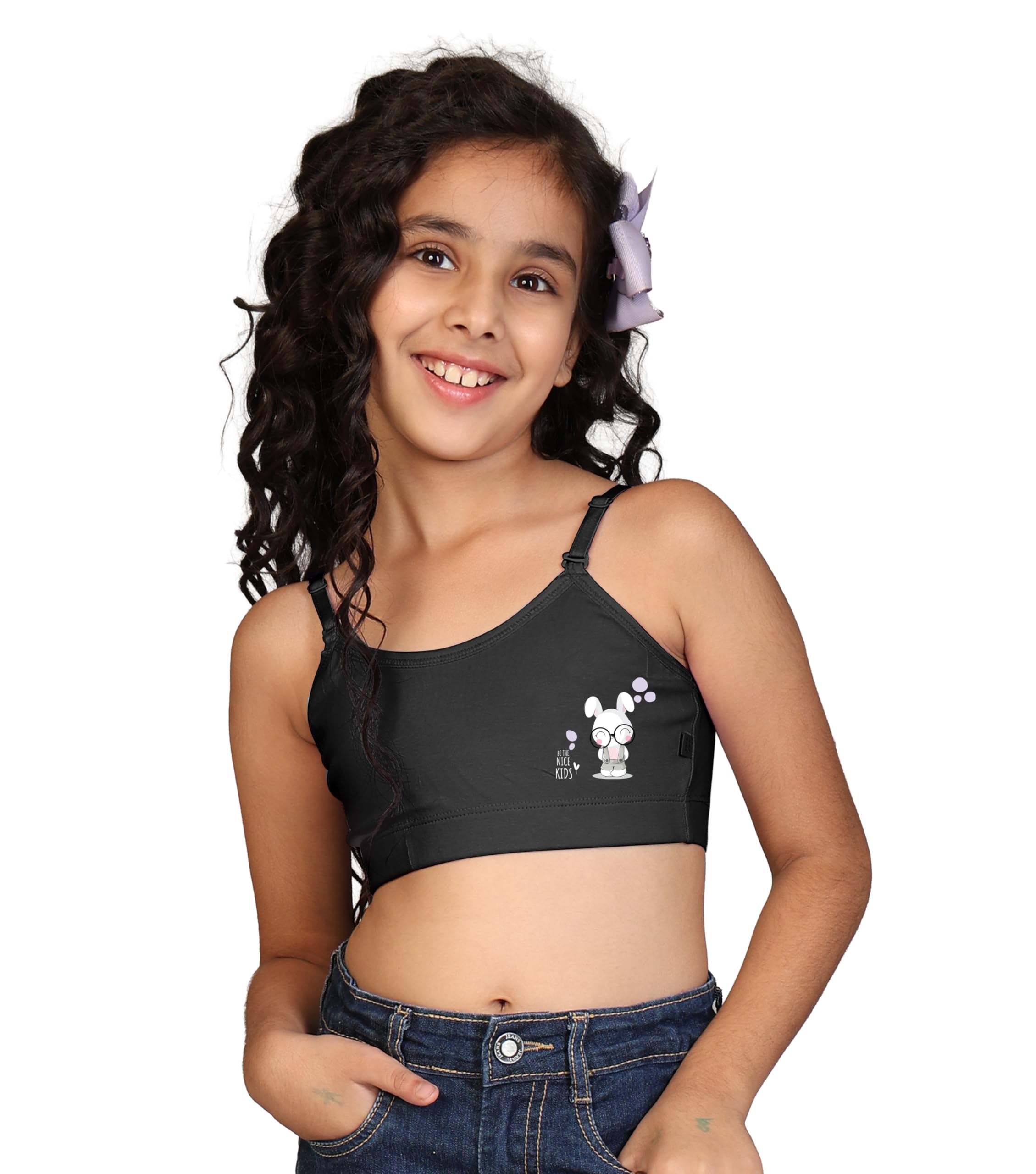 Kyda Kids Girls Antibacterial Printed Cotton Non Padded, Beginners Bra For Girls