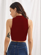 Shasmi Womens & Girls Solid Ribbed Round Neck Collarless Sleeveless Slim Fit Simplicity Tank Tops (Pack of 2) (TOP 37 Maroon S