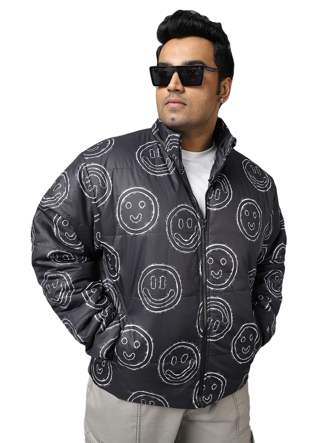 Bewakoof Mens Graphic Printed Oversized Plus Size Jacket_601655_Blue_6XL