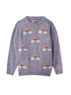 The Souled Store Cosmic Sky Girls Crew Neck Long Sleeve Purple Embroidered Regular Fit Sweaters Girls Knit Sweaters for Kids Ch