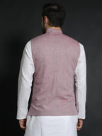 Wintage Men'S Linen Cotton Red Modi Nehru Jacket : X-Small