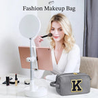 YOOLIFE Initial Makeup Bag - Personalized Monogram Cute Makeup Bag Cosmetic Travel Toiletry Pouch Make Up Case for Women Mom Bes