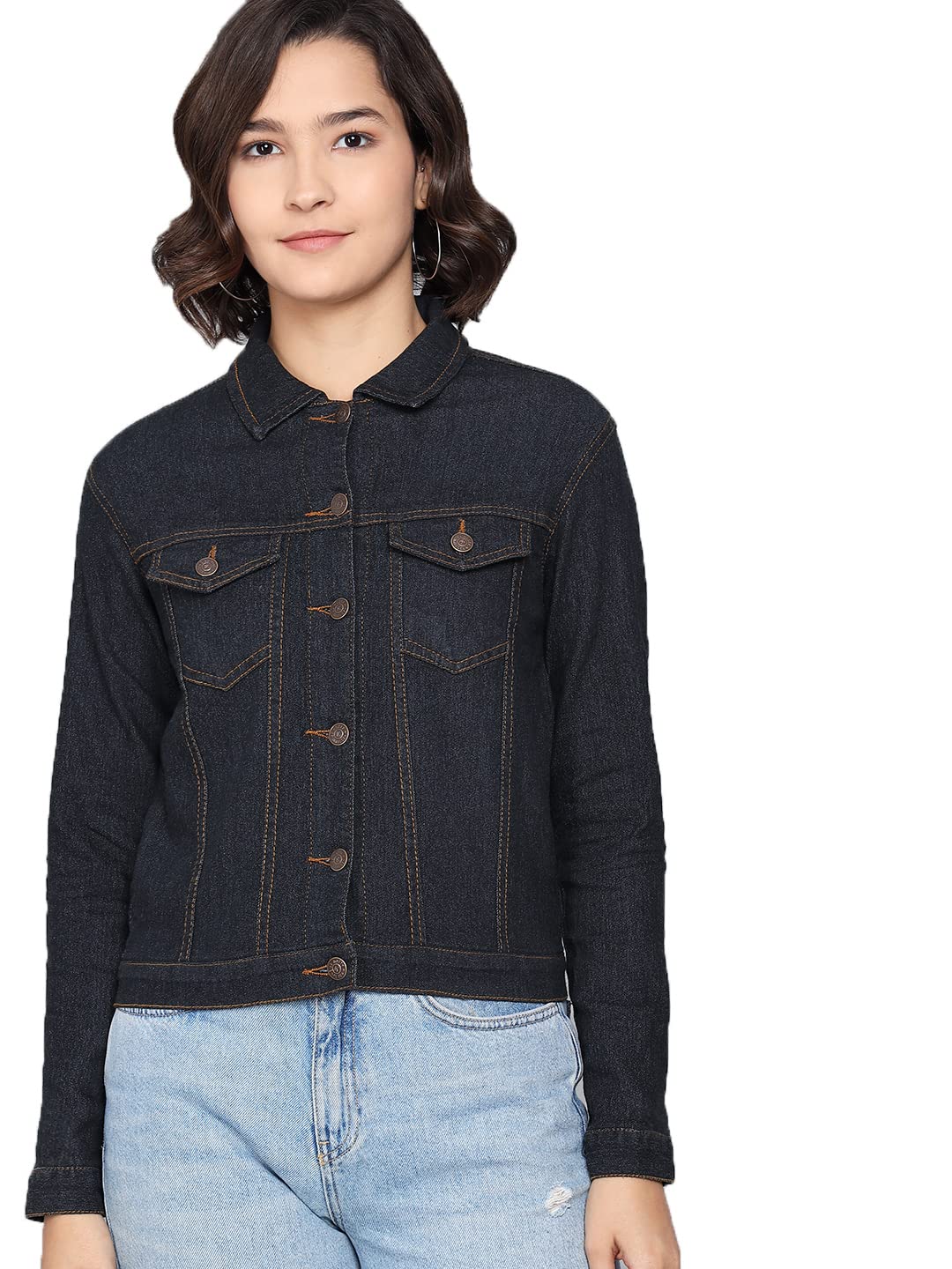 Kotty Blue Full Sleeve Solid Women Jacket (Blue,34)
