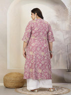 Stylum Plus Size Women Floral Print Rayon A-Line Kurta