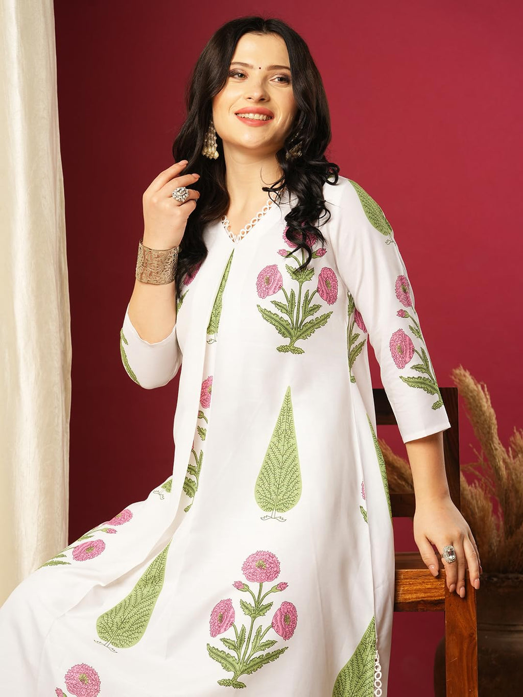 ANNI DESIGNER Women s Kurta with Trousers, white, 2XL