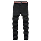 COOSVEN Men Ripped Jeans, Slim Fit Straight Leg, Denim Pants with Holes (Black499 - Stretch, 34)