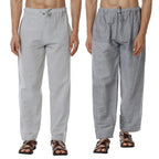 Digital Shopee Men'S Eco-Friendly Cotton Pyjama Pack Of 2 | Grey + Melange Grey | 32-40Inches