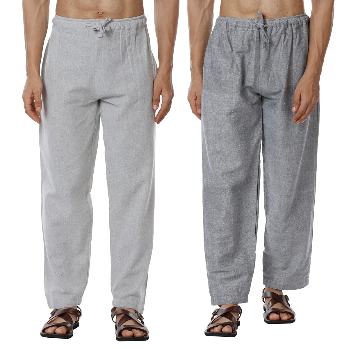 Digital Shopee Men'S Eco-Friendly Cotton Pyjama Pack Of 2 | Grey + Melange Grey | 32-40Inches