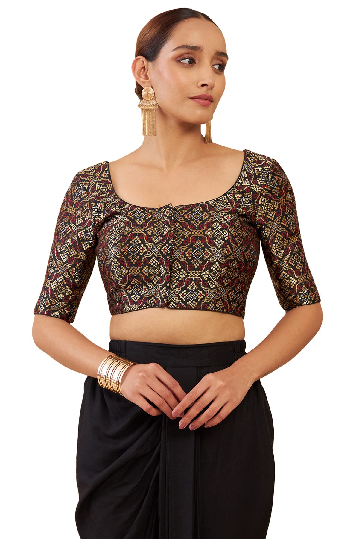 Soch Black Art Silk Blouse With Woven Designs