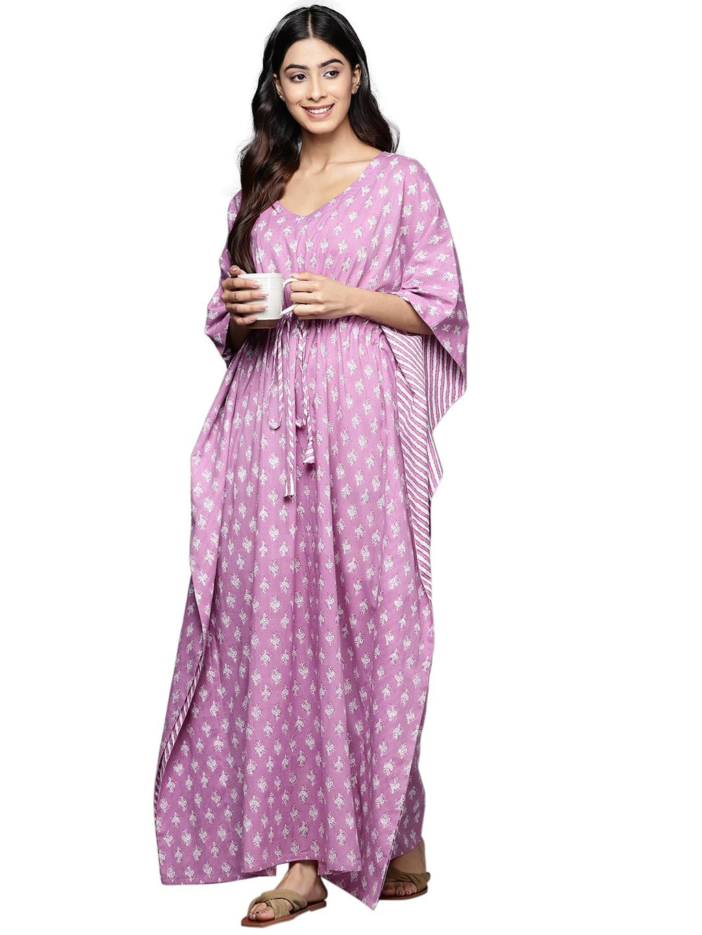Libas Womens Printed Cotton Kaftan Night Dress For Women